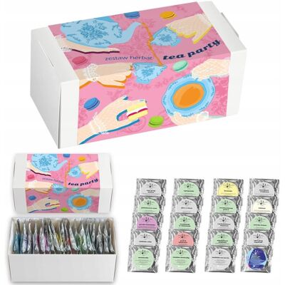 Cup&You Box prezentowy upominkowy TEA PARTY mix 20 różnych herbat sypanych na prezent upominek dla kobiety żony mamy babci przyjaciółki koleżanki niej Cup&You Box prezentowy upominkowy TEA PARTY mix 20 różnych herbat sypanych na prezent upominek dla kobiety żony mamy babci przyjaciółki koleżanki niej