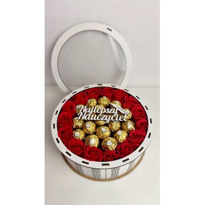 nieznany producent Box z cukierkami ferrero drewniany Najlepszy Nauczyciel 24 cm biały nieznany producent Box z cukierkami ferrero drewniany Najlepszy Nauczyciel 24 cm biały