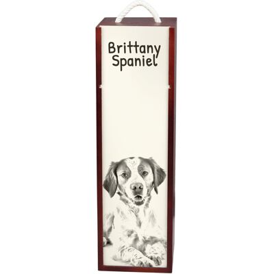 Brittany Spaniel, Epagneul Breton - pudełko na wino z psem, pudełko na alkohol z grafiką, personalizowane pudełko na prezent marki Art-Dog Brittany Spaniel, Epagneul Breton - pudełko na wino z psem, pudełko na alkohol z grafiką, personalizowane pudełko na prezent marki Art-Dog