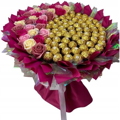 nieznany producent BUKIET SŁODYCZY XXL FERRERO RÓŻOWY PREZENT URODZINY DZIEŃ KOBIET WALENTYNKI nieznany producent BUKIET SŁODYCZY XXL FERRERO RÓŻOWY PREZENT URODZINY DZIEŃ KOBIET WALENTYNKI
