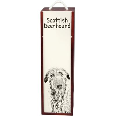 Chart szkocki, Deerhound - pudełko na wino z psem, pudełko na alkohol z grafiką, personalizowane pudełko na prezent marki Art-Dog Chart szkocki, Deerhound - pudełko na wino z psem, pudełko na alkohol z grafiką, personalizowane pudełko na prezent marki Art-Dog