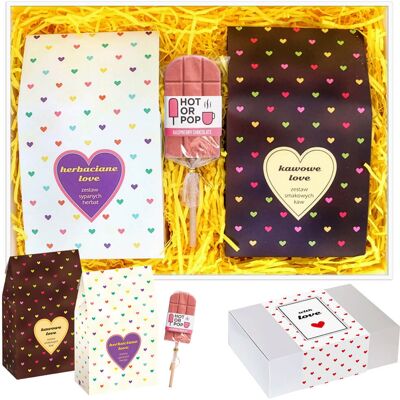 Cup&You Gotowy Zestaw Kosz Box Prezentowy „Lovebox Dobrana Para“ Herbaty Premium Kawy Smakowe Czekoladowy Lizak Prezent Upominek Na Waletynki Dla Zakochanyc.. Cup&You Gotowy Zestaw Kosz Box Prezentowy „Lovebox Dobrana Para“ Herbaty Premium Kawy Smakowe Czekoladowy Lizak Prezent Upominek Na Waletynki Dla Zakochanyc..