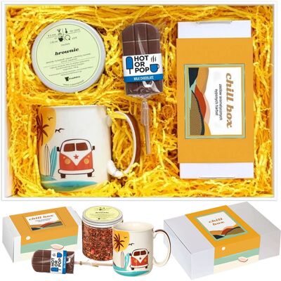 Cup&You Gotowy zestaw prezentowy „ChillBox ZACHÓD SŁOŃCA“ herbaty smakowe PREMIUM kubek herbata Brownie czekoladowy lizak prezent upominek podziękowanie dla.. Cup&You Gotowy zestaw prezentowy „ChillBox ZACHÓD SŁOŃCA“ herbaty smakowe PREMIUM kubek herbata Brownie czekoladowy lizak prezent upominek podziękowanie dla..
