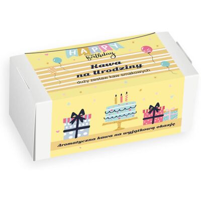 Cup&You Gotowy zestaw prezentowy „Happy Birthday“ kawa aromatyzowana PREMIUM różne smaki 20szt. prezent upominek na urodziny dla kobiety faceta mężczyzny ma.. Cup&You Gotowy zestaw prezentowy „Happy Birthday“ kawa aromatyzowana PREMIUM różne smaki 20szt. prezent upominek na urodziny dla kobiety faceta mężczyzny ma..