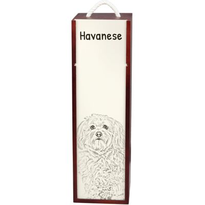 Hawańczyk, Havanese - pudełko na wino z psem, pudełko na alkohol z grafiką, personalizowane pudełko na prezent marki Art-Dog Hawańczyk, Havanese - pudełko na wino z psem, pudełko na alkohol z grafiką, personalizowane pudełko na prezent marki Art-Dog