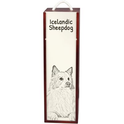 Islandzki szpic pasterski - pudełko na wino z psem, pudełko na alkohol z grafiką, personalizowane pudełko na prezent marki Art-Dog Islandzki szpic pasterski - pudełko na wino z psem, pudełko na alkohol z grafiką, personalizowane pudełko na prezent marki Art-Dog