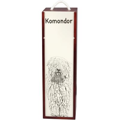 Komondor - pudełko na wino z psem, pudełko na alkohol z grafiką, personalizowane pudełko na prezent marki Art-Dog Komondor - pudełko na wino z psem, pudełko na alkohol z grafiką, personalizowane pudełko na prezent marki Art-Dog