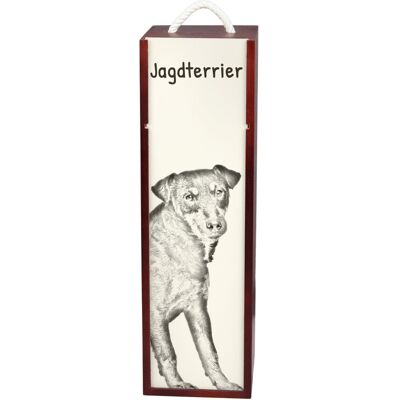 Niemiecki terier myśliwski, Jagdterrier - pudełko na wino z psem, pudełko na alkohol z grafiką, personalizowane pudełko na prezent marki Art-Dog Niemiecki terier myśliwski, Jagdterrier - pudełko na wino z psem, pudełko na alkohol z grafiką, personalizowane pudełko na prezent marki Art-Dog