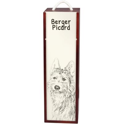 Owczarek pikardyjski, Berger Picard - pudełko na wino z psem, pudełko na alkohol z grafiką, personalizowane pudełko na prezent marki Art-Dog Owczarek pikardyjski, Berger Picard - pudełko na wino z psem, pudełko na alkohol z grafiką, personalizowane pudełko na prezent marki Art-Dog