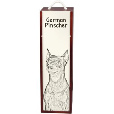 Pinczer średni, Pinczer niemiecki - pudełko na wino z psem, pudełko na alkohol z grafiką, personalizowane pudełko na prezent marki Art-Dog Pinczer średni, Pinczer niemiecki - pudełko na wino z psem, pudełko na alkohol z grafiką, personalizowane pudełko na prezent marki Art-Dog