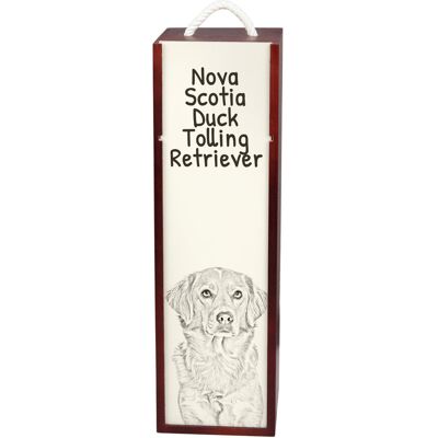 Retriever z Nowej Szkocji, Toller - pudełko na wino z psem, pudełko na alkohol z grafiką, personalizowane pudełko na prezent marki Art-Dog Retriever z Nowej Szkocji, Toller - pudełko na wino z psem, pudełko na alkohol z grafiką, personalizowane pudełko na prezent marki Art-Dog