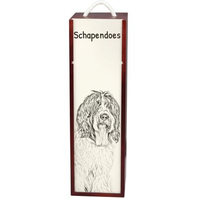 Schapendoes, Owczarek holenderski - pudełko na wino z psem, pudełko na alkohol z grafiką, personalizowane pudełko na prezent marki Art-Dog Schapendoes, Owczarek holenderski - pudełko na wino z psem, pudełko na alkohol z grafiką, personalizowane pudełko na prezent marki Art-Dog