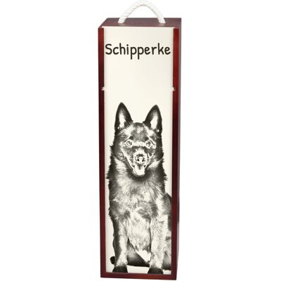 Schipperke - pudełko na wino z psem, pudełko na alkohol z grafiką, personalizowane pudełko na prezent marki Art-Dog Schipperke - pudełko na wino z psem, pudełko na alkohol z grafiką, personalizowane pudełko na prezent marki Art-Dog