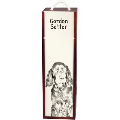 Seter szkocki, Gordon setter - pudełko na wino z psem, pudełko na alkohol z grafiką, personalizowane pudełko na prezent marki Art-Dog Seter szkocki, Gordon setter - pudełko na wino z psem, pudełko na alkohol z grafiką, personalizowane pudełko na prezent marki Art-Dog