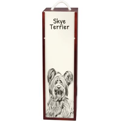 Skye Terrier - pudełko na wino z psem, pudełko na alkohol z grafiką, personalizowane pudełko na prezent marki Art-Dog Skye Terrier - pudełko na wino z psem, pudełko na alkohol z grafiką, personalizowane pudełko na prezent marki Art-Dog