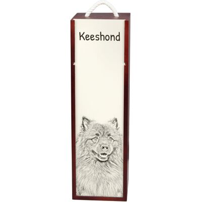 Szpic wilczy, Keeshond - pudełko na wino z psem, pudełko na alkohol z grafiką, personalizowane pudełko na prezent marki Art-Dog Szpic wilczy, Keeshond - pudełko na wino z psem, pudełko na alkohol z grafiką, personalizowane pudełko na prezent marki Art-Dog