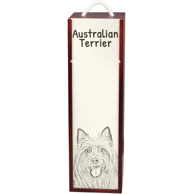 Terier australijski, Aussie - pudełko na wino z psem, pudełko na alkohol z grafiką, personalizowane pudełko na prezent marki Art-Dog Terier australijski, Aussie - pudełko na wino z psem, pudełko na alkohol z grafiką, personalizowane pudełko na prezent marki Art-Dog