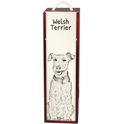 Terier walijski, Welsh Terrier - pudełko na wino z psem, pudełko na alkohol z grafiką, personalizowane pudełko na prezent marki Art-Dog Terier walijski, Welsh Terrier - pudełko na wino z psem, pudełko na alkohol z grafiką, personalizowane pudełko na prezent marki Art-Dog