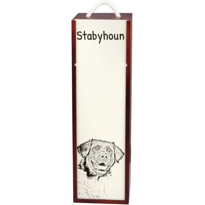 Wyżeł fryzyjski, Stabyhoun - pudełko na wino z psem, pudełko na alkohol z grafiką, personalizowane pudełko na prezent marki Art-Dog Wyżeł fryzyjski, Stabyhoun - pudełko na wino z psem, pudełko na alkohol z grafiką, personalizowane pudełko na prezent marki Art-Dog