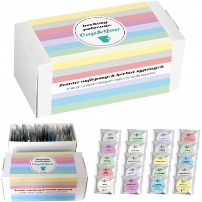Zestaw 20 wyselekcjonowanych herbat sypanych HERBATY POLECANE CUP&YOU; - box prezentowy upominkowy dla kobiety chłopaka mamy taty babci dziadka niej .. Zestaw 20 wyselekcjonowanych herbat sypanych HERBATY POLECANE CUP&YOU; - box prezentowy upominkowy dla kobiety chłopaka mamy taty babci dziadka niej ..