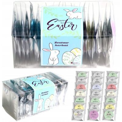 Cup&You Zestaw herbat sypanych liściastych HAPPY EASTER - 21 różnych smaków prezent upominek paczka box na Wielkanoc Zajączka dla kobiety faceta Cup&You Zestaw herbat sypanych liściastych HAPPY EASTER - 21 różnych smaków prezent upominek paczka box na Wielkanoc Zajączka dla kobiety faceta