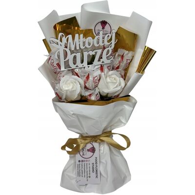 nieznany producent ZESTAW PREZENTOWY BUKIET RAFFAELLO PREZENT DLA NOWOŻEŃCÓW ŚLUB WESELE nieznany producent ZESTAW PREZENTOWY BUKIET RAFFAELLO PREZENT DLA NOWOŻEŃCÓW ŚLUB WESELE