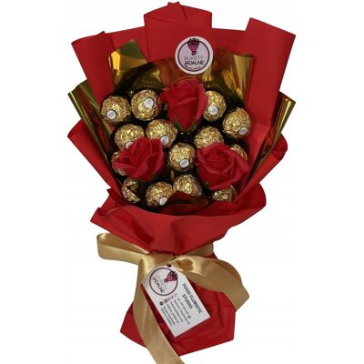 nieznany producent ZESTAW PREZENTOWY BUKIET SŁODYCZY FERRERO CZERWONY URODZINY DZIEŃ KOBIET 18 nieznany producent ZESTAW PREZENTOWY BUKIET SŁODYCZY FERRERO CZERWONY URODZINY DZIEŃ KOBIET 18