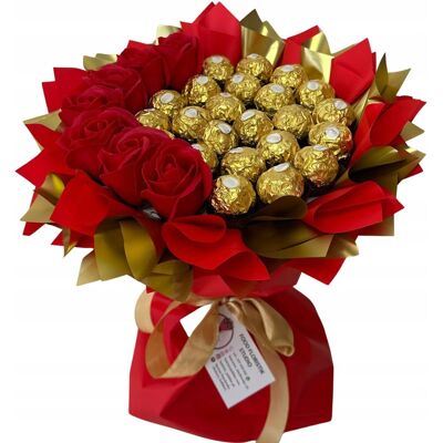 nieznany producent ZESTAW PREZENTOWY BUKIET SŁODYCZY FERRERO CZERWONY URODZINY DZIEŃ KOBIET 25 nieznany producent ZESTAW PREZENTOWY BUKIET SŁODYCZY FERRERO CZERWONY URODZINY DZIEŃ KOBIET 25