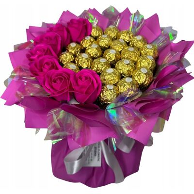 nieznany producent ZESTAW PREZENTOWY BUKIET SŁODYCZY FERRERO FUKSJA URODZINY DZIEŃ KOBIET 25CM nieznany producent ZESTAW PREZENTOWY BUKIET SŁODYCZY FERRERO FUKSJA URODZINY DZIEŃ KOBIET 25CM