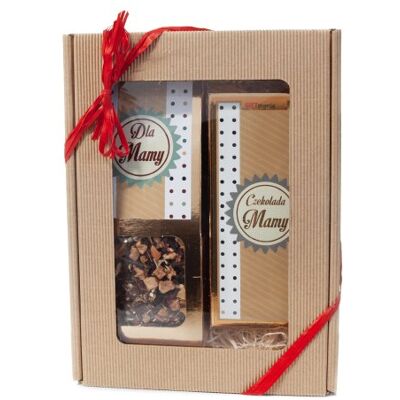 Inny producent zestaw prezentowy DLA MAMY Czekolada i Herbata kwiatowa , wzór kropeczki w ozdobnym pudełku z tektury falistej. 17.5 x 23 x 5 cm Inny producent zestaw prezentowy DLA MAMY Czekolada i Herbata kwiatowa , wzór kropeczki w ozdobnym pudełku z tektury falistej. 17.5 x 23 x 5 cm
