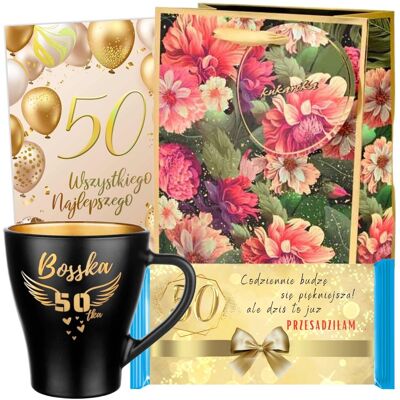 ANGEL DEVIL Zestaw Prezentowy Prezent Na 50 Urodziny Dla Kobiety Mamy Zabawny Kubek Czekolada Kartka Torba ANGEL DEVIL Zestaw Prezentowy Prezent Na 50 Urodziny Dla Kobiety Mamy Zabawny Kubek Czekolada Kartka Torba