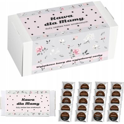 Cup&You ZESTAW PREZENTOWY UPOMINKOWY BOX NA DZIEŃ MATKI URODZINY DLA MAMY TEŚCIOWEJ - MIX 20 RÓŻNYCH KAW SMAKOWYCH DESEROWYCH MIELONYCH ARABICA Cup&You ZESTAW PREZENTOWY UPOMINKOWY BOX NA DZIEŃ MATKI URODZINY DLA MAMY TEŚCIOWEJ - MIX 20 RÓŻNYCH KAW SMAKOWYCH DESEROWYCH MIELONYCH ARABICA
