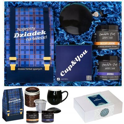 Cup&You ZESTAW PREZENTOWY UPOMINKOWY BOX PREMIUM NA DZIEŃ DZIADKA HERBATY KAWA KUBEK Z ZAPARZACZEM I POKRYWKĄ CZEKOLADOWE PRZEKĄSKI PREZENT UPOMINEK Cup&You ZESTAW PREZENTOWY UPOMINKOWY BOX PREMIUM NA DZIEŃ DZIADKA HERBATY KAWA KUBEK Z ZAPARZACZEM I POKRYWKĄ CZEKOLADOWE PRZEKĄSKI PREZENT UPOMINEK