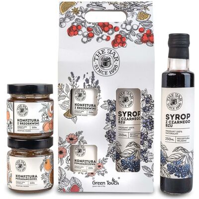 Green Touch Zestaw przetworów prezent konfitury syrop z czarnego bzu premium w pudełku Green Touch Zestaw przetworów prezent konfitury syrop z czarnego bzu premium w pudełku