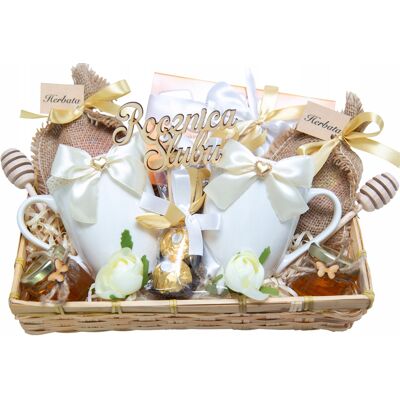 Inny producent Prezent Na Rocznicę Ślubu Jubileusz Duży Kosz Prezentowy Box Kubek Herbata Podziękowanie Dla Rodziców, Upominek Dla Mamy I Taty Inny producent Prezent Na Rocznicę Ślubu Jubileusz Duży Kosz Prezentowy Box Kubek Herbata Podziękowanie Dla Rodziców, Upominek Dla Mamy I Taty