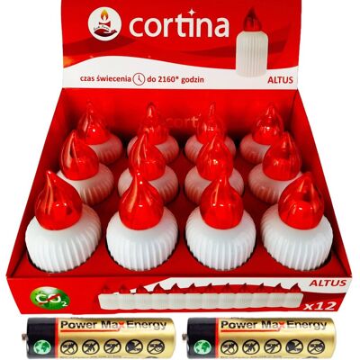 CORTINA 12 Wkładów Wkład Led Altus Czerwony Na Baterie R6 Aa Do Zniczy Na Cmentarz CORTINA 12 Wkładów Wkład Led Altus Czerwony Na Baterie R6 Aa Do Zniczy Na Cmentarz