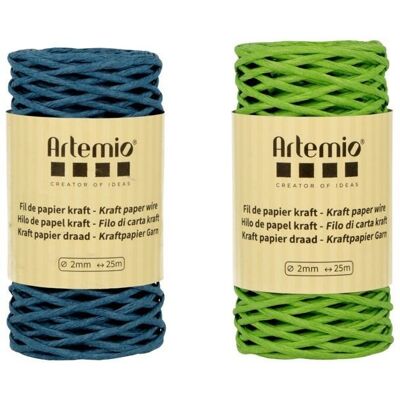 Artemio 2 szpulki nici kraft niebieski azur/zielony preriowy 2mm x 25 m Artemio 2 szpulki nici kraft niebieski azur/zielony preriowy 2mm x 25 m