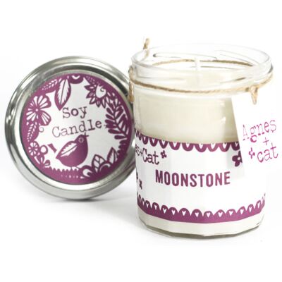 ANCIENT WISDOM 220 g Wegańska Świeczka Sojowa Jam Jar - Moonstone ANCIENT WISDOM 220 g Wegańska Świeczka Sojowa Jam Jar - Moonstone