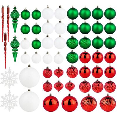Artemis 57x Bombki Choinkowe Świąteczne Czerwone Zielone Białe Zestaw Bombek Artemis 57x Bombki Choinkowe Świąteczne Czerwone Zielone Białe Zestaw Bombek