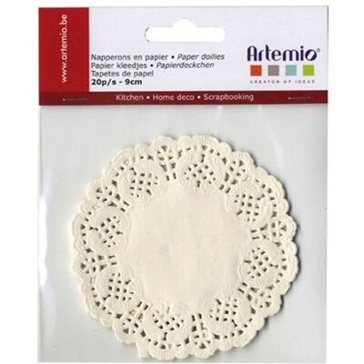 Artemio 60 białych serwetek papierowych Ø 9 cm Artemio 60 białych serwetek papierowych Ø 9 cm