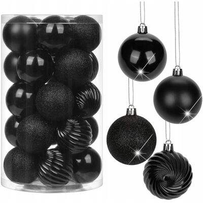 Inny producent 6CM Bombki Choinkowe 25 Sztuk Nietłukące Ozdoby Świąteczne CZARNE Inny producent 6CM Bombki Choinkowe 25 Sztuk Nietłukące Ozdoby Świąteczne CZARNE