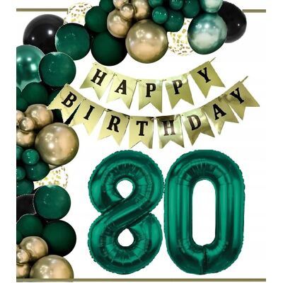 Extra Party Balony Dekoracje Na Urodziny Cyfra 80 Lat Zielone Złote Czarne Extra Party Balony Dekoracje Na Urodziny Cyfra 80 Lat Zielone Złote Czarne