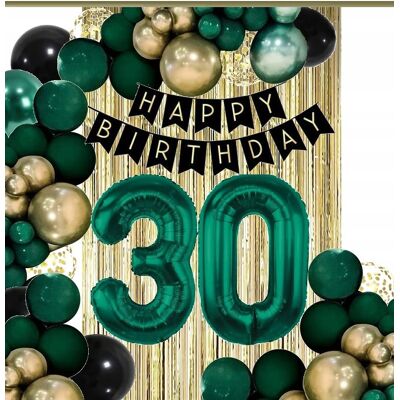 Extra Party Balony Kurtyna Dekoracje Na Urodziny Cyfra 30 Lat Zielone Złote Czarne Extra Party Balony Kurtyna Dekoracje Na Urodziny Cyfra 30 Lat Zielone Złote Czarne