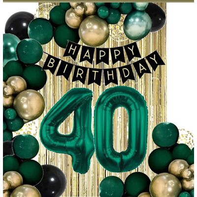 Extra Party Balony Kurtyna Dekoracje Na Urodziny Cyfra 40 Lat Zielone Złote Czarne Extra Party Balony Kurtyna Dekoracje Na Urodziny Cyfra 40 Lat Zielone Złote Czarne