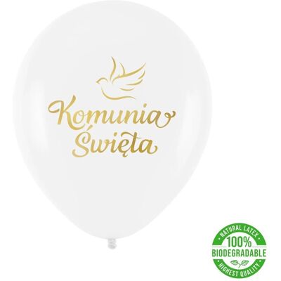 ABC Balony lateksowe eko białe gołąb Komunia Święta ABC Balony lateksowe eko białe gołąb Komunia Święta