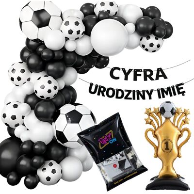 PartyOn Balony piłkarskie girlanda urodziny zestaw dekoracje puchar złoty piłki PartyOn Balony piłkarskie girlanda urodziny zestaw dekoracje puchar złoty piłki