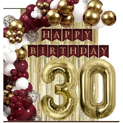Extra Party Balony Złote Bordowe Dekoracje Kurtyna Baner Na Urodziny Cyfra 30 Lat Extra Party Balony Złote Bordowe Dekoracje Kurtyna Baner Na Urodziny Cyfra 30 Lat