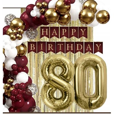 Extra Party Balony Złote Bordowe Dekoracje Kurtyna Baner Na Urodziny Cyfra 80 Lat Extra Party Balony Złote Bordowe Dekoracje Kurtyna Baner Na Urodziny Cyfra 80 Lat