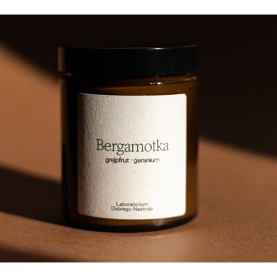 Bergamotka - Świeca Sojowa 180ml, Laboratorium Dobrego Nastroju Bergamotka - Świeca Sojowa 180ml, Laboratorium Dobrego Nastroju