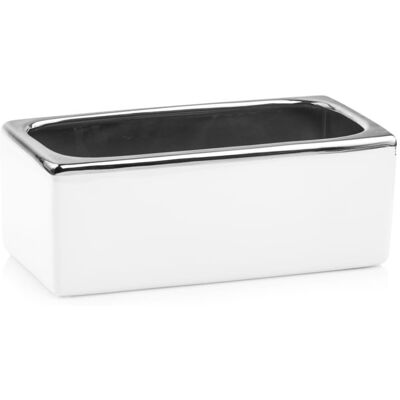 POLNIX Biało-srebrna Podłużna Osłonka - Rynna 25x13x10 cm POLNIX Biało-srebrna Podłużna Osłonka - Rynna 25x13x10 cm